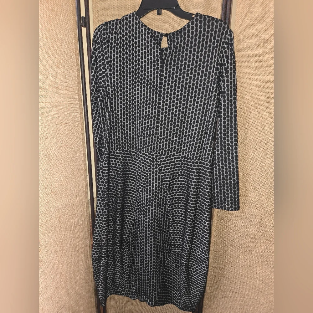Women's Black/Gray Niche Nilgun Derman Geometric Dot Dress Size Large - Picture 9 of 10